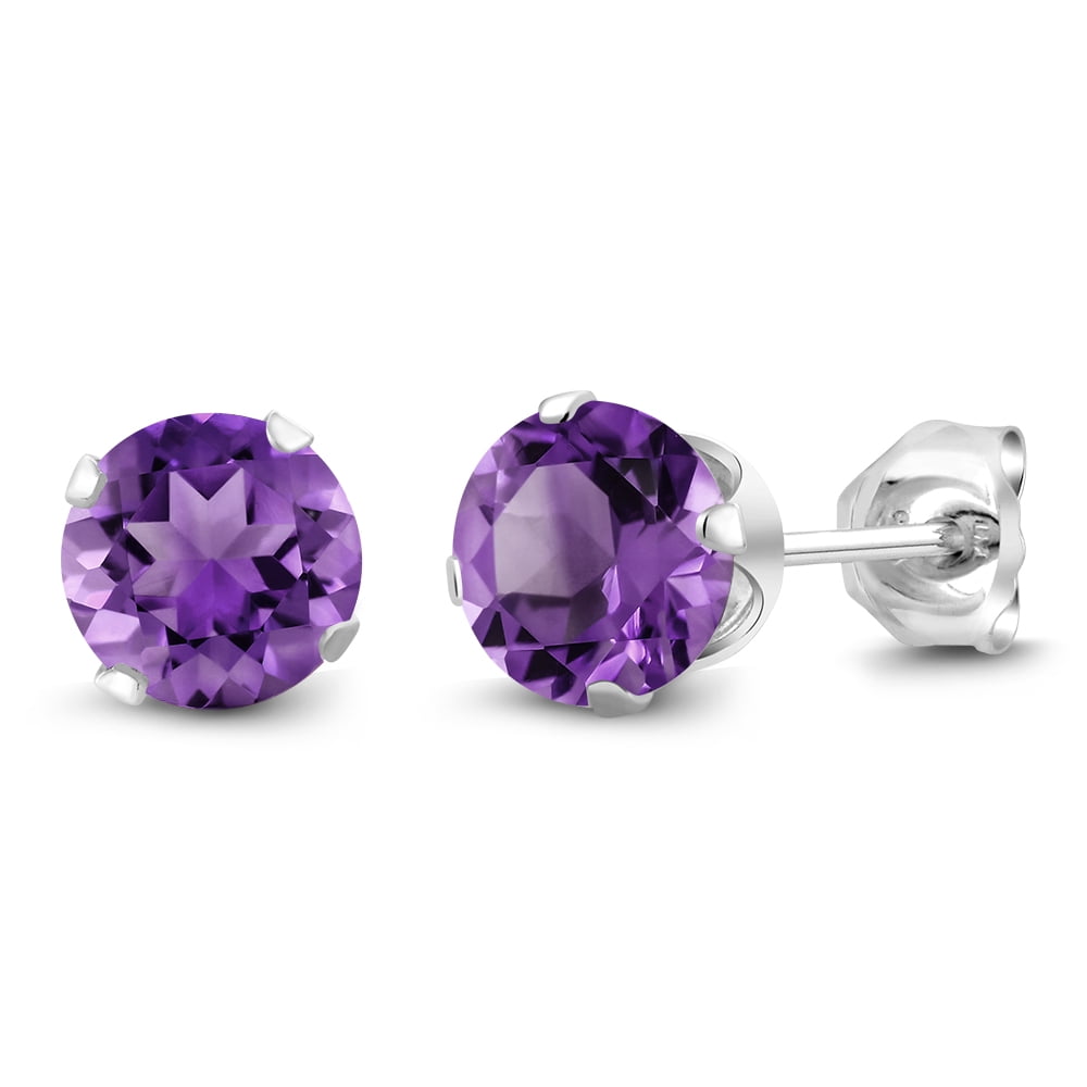 Genuine Red Garnet Stud Earrings – 2.00 Ct Round, Sterling Silver, 6MM – Handcrafted Jewelry