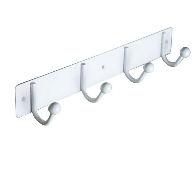 Era Bar with 4 Hooks Metal Wall Mount White; Organizer for Hat Clothes Bathrobe