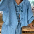 thumbnail image 5 of Women 2 Piece Skirt Sets Oversized Long Sleeve Top and Maxi Skirts Travel Vacation Set Blue S, 5 of 7