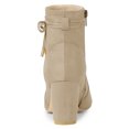 thumbnail image 3 of Unique Bargains Women's Pointed Toe Chunky Heel Zipper Ankle Boots Beige 10, 3 of 6