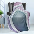 thumbnail image 4 of Moroccan Soft Flannel Fleece Throw Blanket, Old Fashion Ottoman Arch Door Surrounded by Digital Featured Geometry Motif, Cozy Plush for Indoor and Outdoor Use, 70" x 90", Mauve Grey, by Ambesonne, 4 of 5