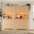 thumbnail image 6 of FANRAL 70” Tall Pantry Cabinet with Charging Station & LED Light,Wide Fluted Kitchen Hutch with Microwave Stand,Drawers & Adjustable Shelves for Dining Room Kitchen,Natural Oak Pantry Cabinet, 6 of 7