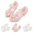 thumbnail image 4 of Mepaouo Girls Dress Mary Jane Pumps Bow Low Heels Party Wedding Princess Shoes for Little Kids(Pink,31), 4 of 9