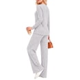 thumbnail image 3 of MOYIKO Two Piece Lounge Sets for Women Casual Lace Pajamas Set Wide Leg Pants Winter Matching 2 Piece Outfits Trendy Clothes, 3 of 7
