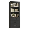 thumbnail image 4 of Homfa 2 Set of Black Bookcases with 3 Drawers, 71"H 3 Tier Wooden Storage Bookshelf for Living Room Home Office, 4 of 7