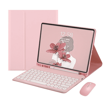 GJX for Ipad 10Th Generation Case with Keyboard Multifunctional Pen Slot for Ipad Case with Keyboard Detachable Keyboard for Ipad Case 10Th Generation Pink