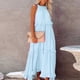 thumbnail image 5 of 2025 Vestido largo sin mangas para mujer, vestido de playa informal con volantes fluidos, vestido de poliéster de cintura alta, tallas S-XXL, 5 of 8