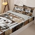 thumbnail image 2 of Manfei Kawaii Camper Zipper Full Size Comforter Sets with Fitted Sheet and 2 Pillowcases,Cartoon Adventure RV Accessories Zipper Bedding Set,Brown White,Reversible, 2 of 7