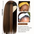 thumbnail image 5 of Heat-resistant synthetic fiber natural straight headband wig - 4/30 brown dyed deep root, 150% density closed mesh cap, comfortable daily use, multifunctional piece, vacation style, 5 of 8