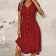 thumbnail image 6 of PFRNLF Summer Dresses for Women Short Sleeve Casual V Neck Swing Button Down Flowy Dress, 6 of 7