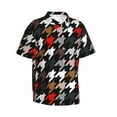 thumbnail image 2 of Uemuo Houndstooth Green Red Printed Regular Fit Short Sleeve Casual Hawaiian Shirt for Men,Aloha shirt,Tropical shirt,Floral print shirt,Vacation Beach shirt-XX-Large, 2 of 9
