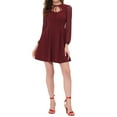 thumbnail image 2 of INSPIRE CHIC Women's Tie Neck Ruffled Mesh Long Sleeve Mini Dress, 2 of 5