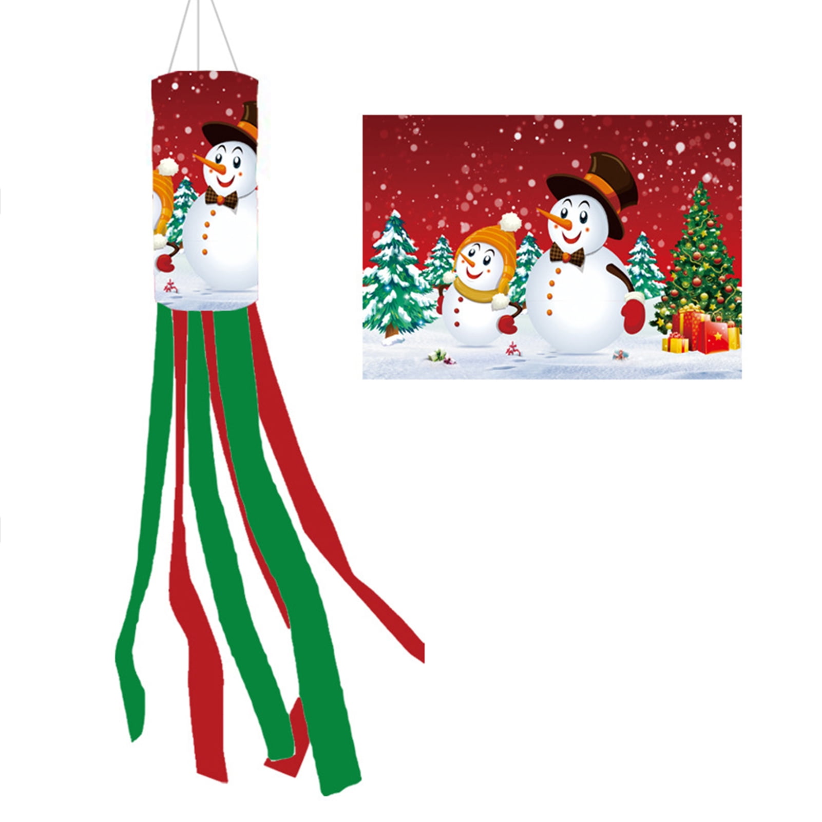 Christmas Windsock Flag Santa Claus Hanging Ornament For Holiday Front