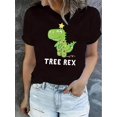 thumbnail image 1 of Women's Dinosaur Print Tee - Casual Crew Neck Short Sleeve T-Shirt, Stretchy & Breathable Polyester Blend, Perfect for Summer, 1 of 6
