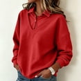 thumbnail image 3 of Tbopshirt Sweatshirts for Women Solid Color Shirt Lapel Patchwork Hoodie Sweatshirt V-Neck Long Sleeve Loose Casual Pullover with Collar Flap Flap Sports Top Hoodie,S-3XL, 3 of 8