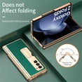thumbnail image 5 of SaniMore Case for Samusng Galaxy Z Fold 5 6.7" 2023, Leather Skin Platng Frame Hinge Protection Screen Ptotector Hidden Kickstand Pen Slot All-inclusive Heavy Duty Protective Case for Z Fold 5, Green, 5 of 8