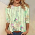 thumbnail image 2 of T Shirts For Women Womens Tops 3/4 Length Sleeve Tops Summer T Shirts Floral Print Crew Neck Casual Basic Tee Fit Tunic Tops Blouse, 2 of 4