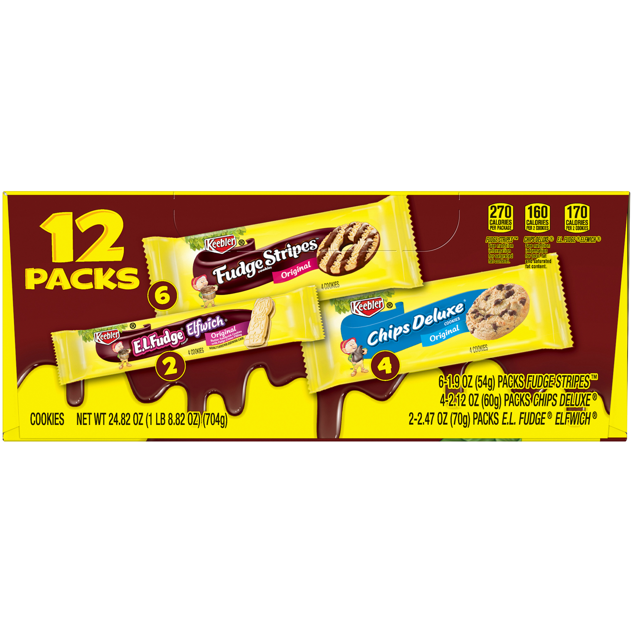 Keebler Cookies Fudge Stripe Original, E.L. Fudge Elfwich Original & Chips Deluxe Original