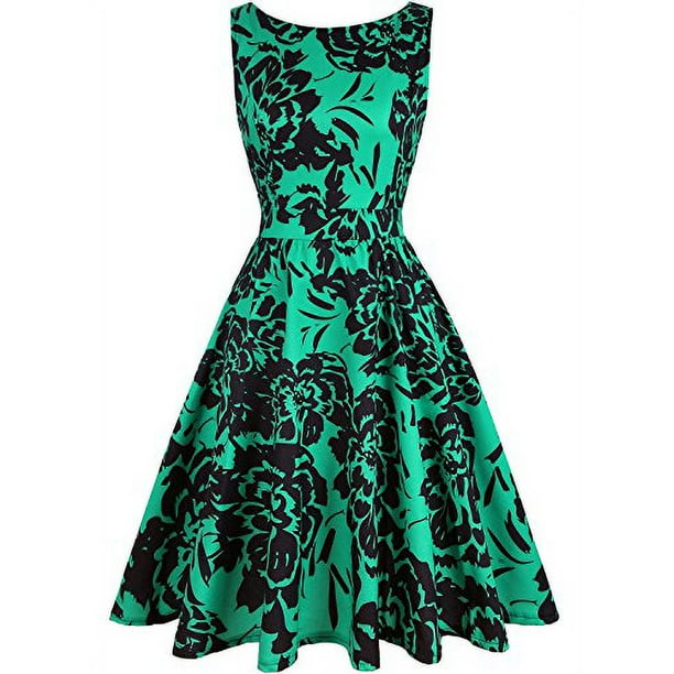 IHOT Vintage Tea Dress 1950's Floral Spring Garden Retro Swing Prom Party  Cocktail Party Dress for Women