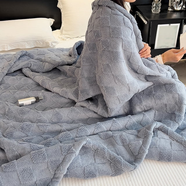 Fiudx Ofertas flash del día solo en línea Manta polar de leche para invierno, manta gruesa de lana Coral para siesta en la oficina, funda para sofá, chal, manta pequeña para uso en todas las estacion