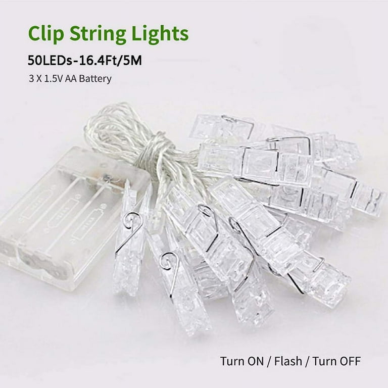 Photo Clip String Lights - 50 LED Fairy String Lights with 50