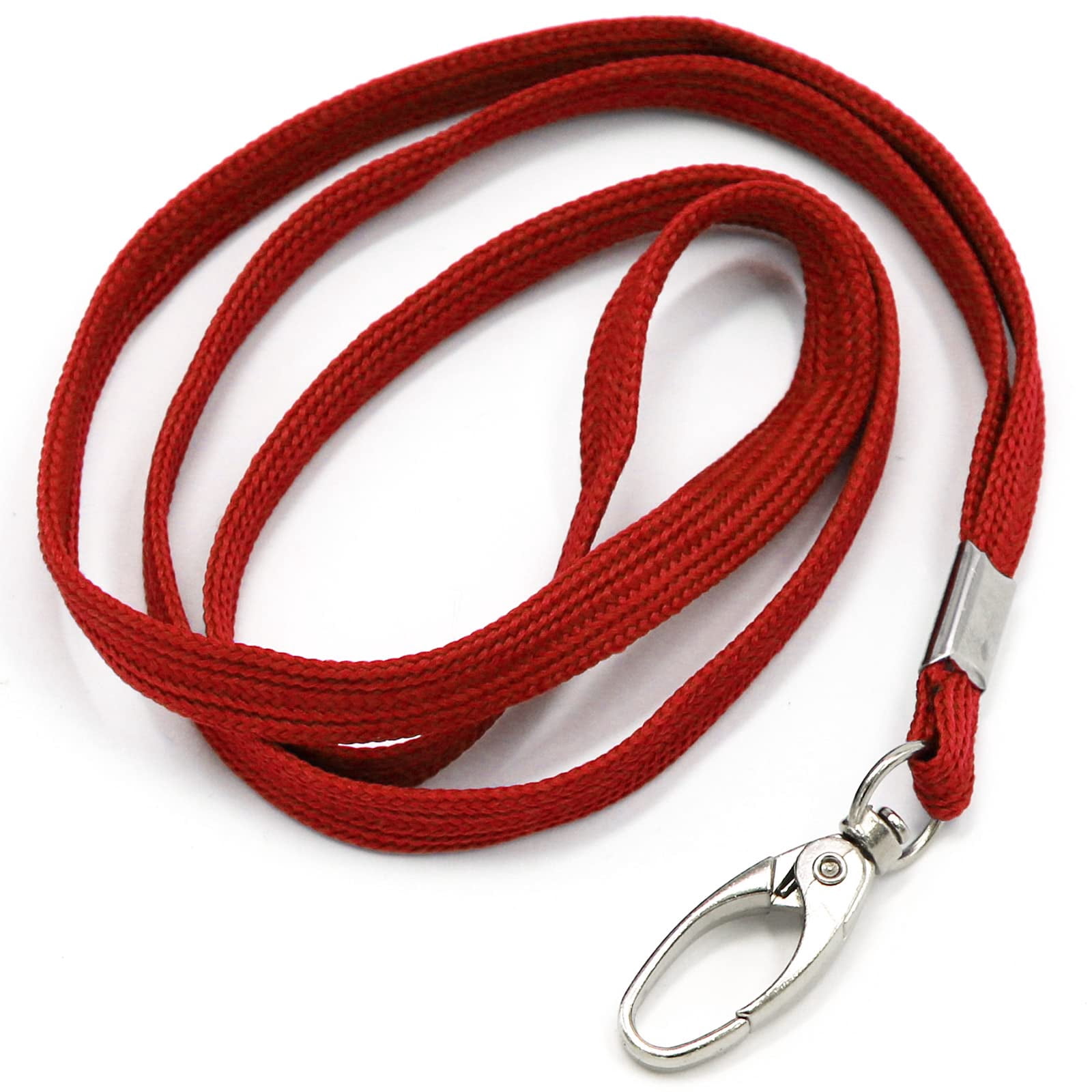 100 Pack Lanyards Bulk Lanyard For Office Id Badges Flat With Badge Clip Swivel Hook (100  Red)
