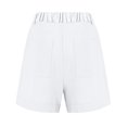 thumbnail image 5 of Women's Button-Fly Cotton Linen Shorts with Hidden Pockets - No Zipper Slim Fit Design, Wrinkle-Resistant Summer Casual Shorts,White L, 5 of 5