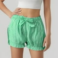 thumbnail image 3 of Lixiuxyad Womens Casual Shorts Women's Fashionable Bow Tie Plaid Mini Shorts For Casual Wear,Green S, 3 of 6