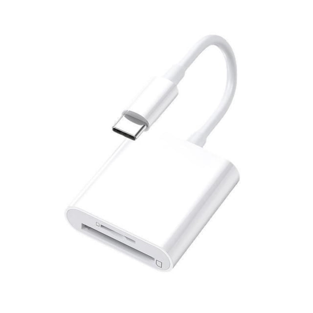 yeacher Dual-Port Type-C Memory Card Adapter for SD & TF Cards - Compact Camera to Phone Transfer Tool in White