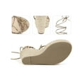 thumbnail image 4 of BLISSFUL STEP Platform Espadrille Sandal Lace Up Snake Printed Wedge Heels Sandals for Women Khaki 8, 4 of 7