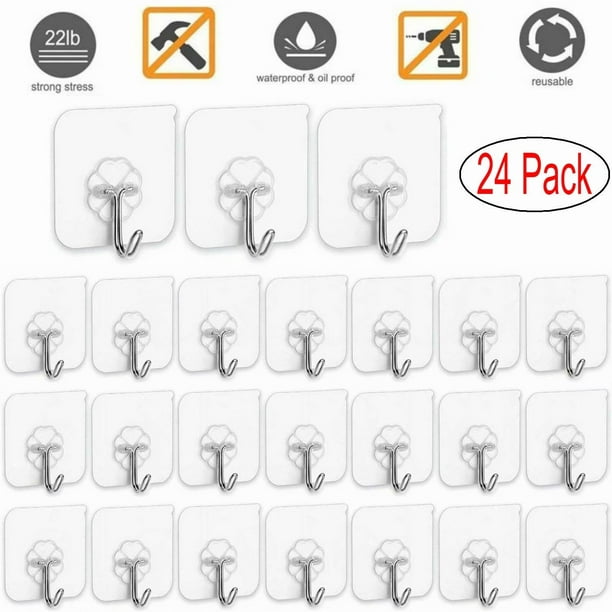 Built Industrial 6 Pack Stainless Steel Heavy Duty Self Adhesive Metal Wall Hooks  For Hanging, Silver, 1.76 In : Target