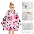 thumbnail image 6 of Halloween Pink Spooky Hearts and Ghosts Blanket Hoodies for Kids 6-13YR Oversize Wearable Blanket Hoodies for Boys Girls Teens, 6 of 7