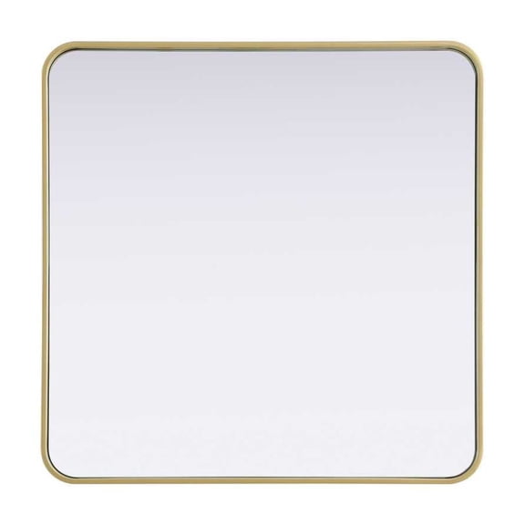 Elegant D?cor Contour Metal Square Mirror 30x30 in Brass