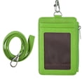 thumbnail image 2 of PULLIMORE Professional ID Badge Holder with Neck Lanyard, 2-Sided PU Leather Card Holder for Women Men Work Student ID Card (Green), 2 of 10