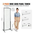 thumbnail image 2 of KFFKFF 2ft x 5.6ft Grid Wall Panel Tower, Dual Pack Wire Display Racks with T-Base Stand, Two-Sided Gridwall Panels for Art Exhibitions, Retail Showcasing with Additional Clips and Hooks, 2 of 9