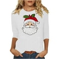 thumbnail image 2 of Gamivast Dressy Christmas Tops for Ladies Three Quarter Sleeve Tops Christmas Santa Crew Neck Shirt Funny Xmas Holiday Graphic Tee Family Holiday T-Shirt Blouse Casual Loose Fitting Pullover, 2 of 5