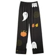 thumbnail image 4 of QIUOMBBP Pajamas Set for Women Halloween Ghost Pumpkin Funny Cute Matching Loungewear Button Down Soft Pjs 2 Piece Sets, Black, XXXL, 4 of 6