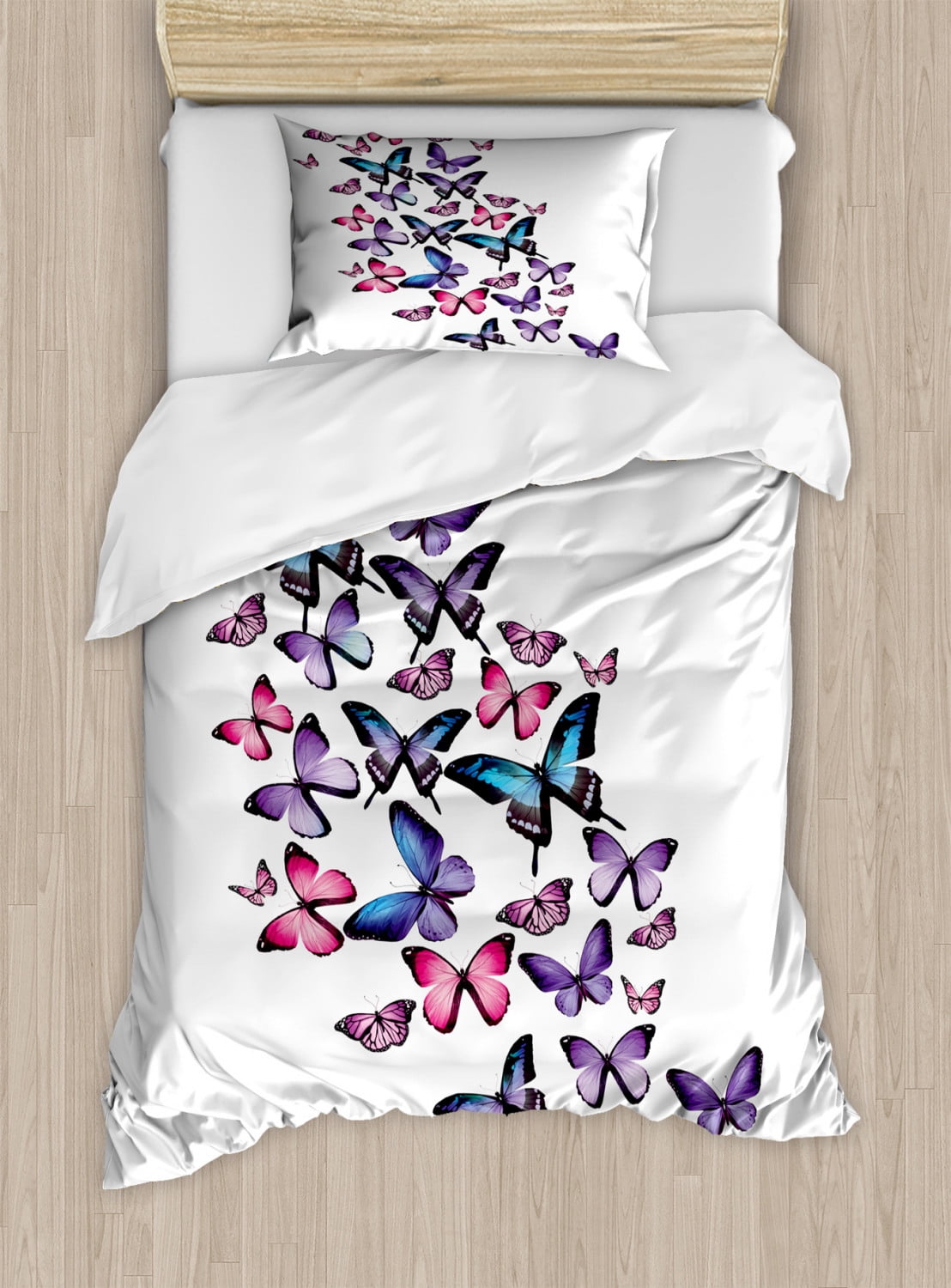 Navy And Blush Duvet Cover Set Various Butterflies Flying