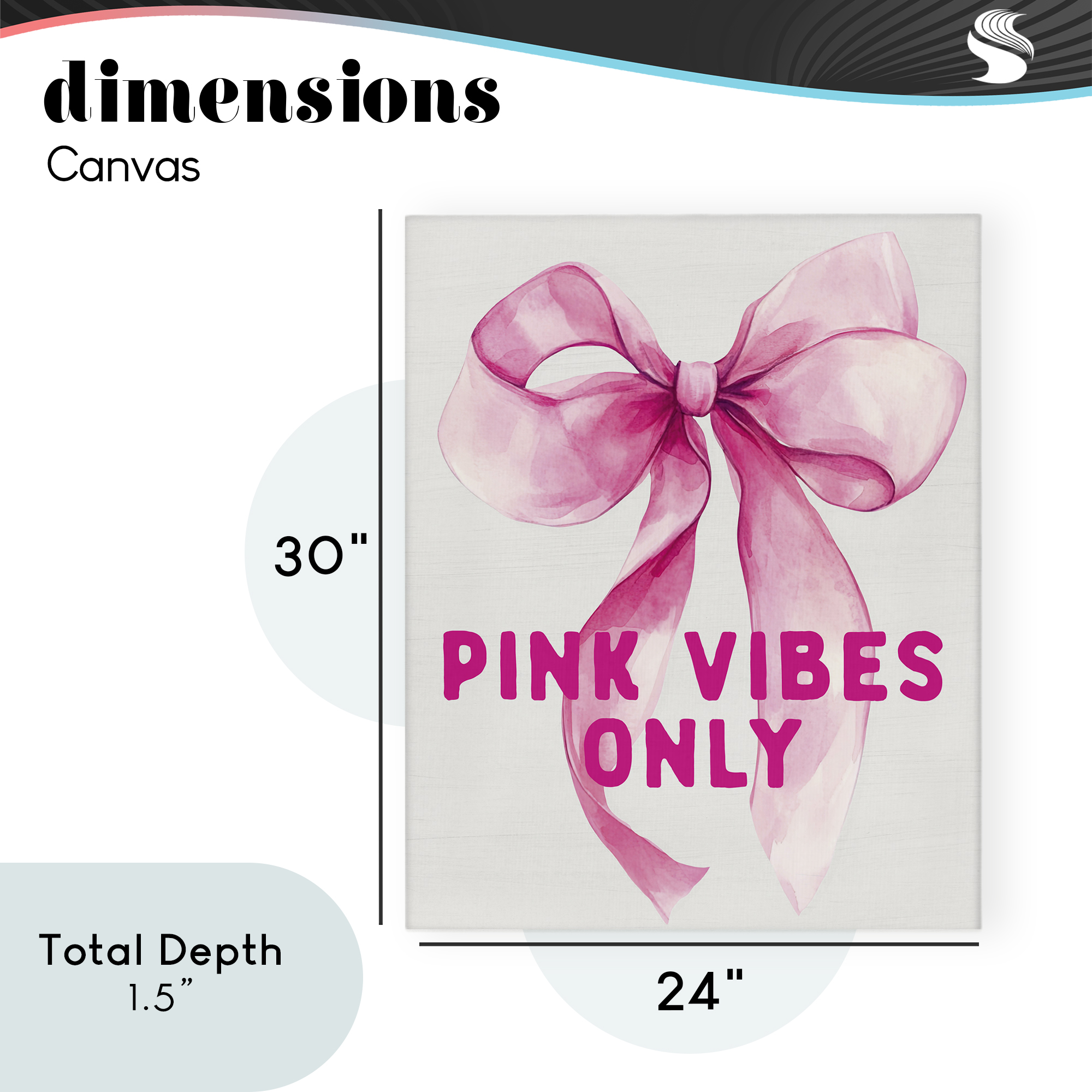 Girly Pink Vibes Only Canvas Wall Art, design by Lettered and Lined