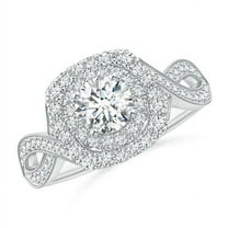 4CT Lab Grown Diamond (VVS1,G-H) Round Cut Halo Ring 14K White Gold Fine Jewelry for Women Gift