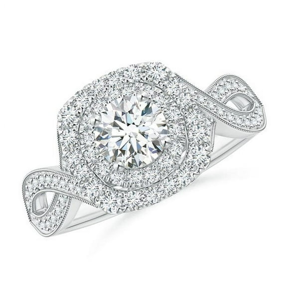 4CT Lab Grown Diamond (VVS1,G-H) Round Cut Halo Ring 14K White Gold Fine Jewelry for Women Gift