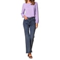 thumbnail image 2 of INSPIRAR CHIC Blusa de Manga Larga Sólida de Cuello Cuadrado para Mujeres, Casual, para el Trabajo y el Fin de Semana, XL, Púrpura Claro, 2 of 6