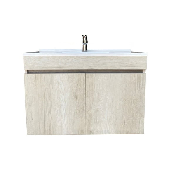 Mueble Gabinete Tocador para Baño Flotante (Encino Polar/LOMBARIDA) DECOMOBIL GABINETE PARA BAÑO