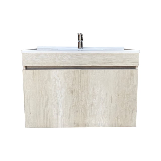 Mueble Gabinete Tocador para Baño Flotante (Encino Polar/LOMBARIDA) DECOMOBIL GABINETE PARA BAÑO