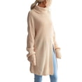 thumbnail image 4 of Pompotops Robe Chandail pour Femmes, Mode, Mi-Longue, Couleur Unie, Col Roulé, Chandail, Ample, Fendue, 4 of 8