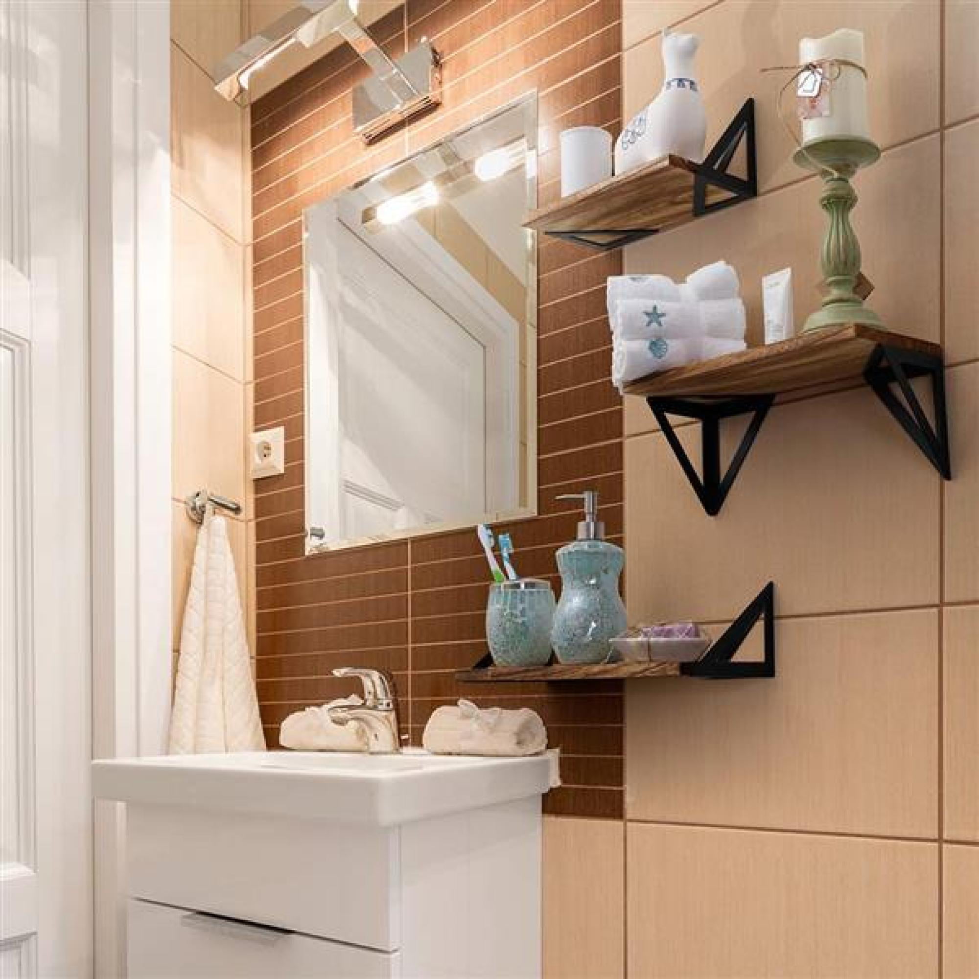 Details about   3 PCS Wall Hanging Shelf Shelves Wood for Bathroom Living Room Bedroom Office 