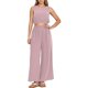 thumbnail image 1 of Conjunto informal de dos piezas para mujer con cuello redondo, sin mangas, cintura alta y pernera ancha - Top con dobladillo elástico - Pantalones de corte holgado - Versátil para looks informales, 1 of 4