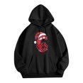 thumbnail image 3 of Women's Casual Fashion Outfit Sweatsuit Printed Long Sleeved Casual Hooded Sweatshirt, Christmas Design Loose Fit Pullover, Comfortable Holiday Wear,Black,XL, 3 of 4