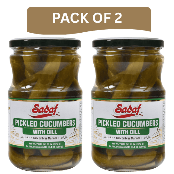 Sadaf Pickled Cucumbers with Dill, 670g Each, Pack Of 2 (Total 1.34 kg)