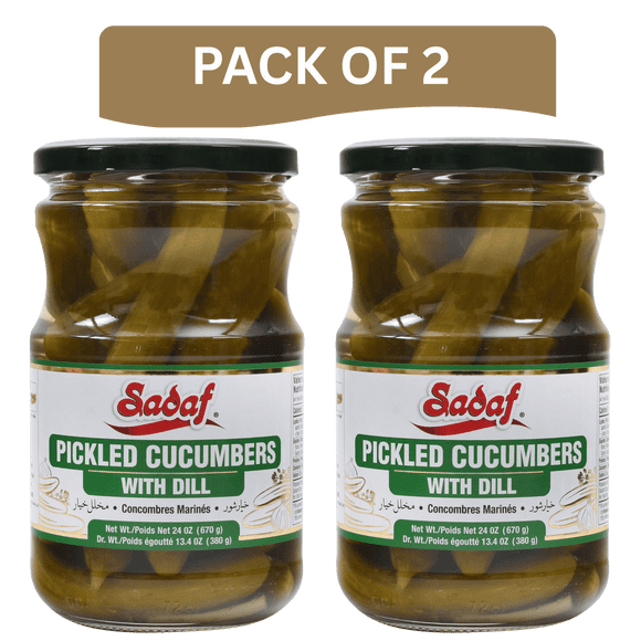 Sadaf Pickled Cucumbers with Dill, 670g Each, Pack Of 2 (Total 1.34 kg)